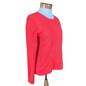 Peter Nygard Petite Bright Orange Perforated Knit Sweater Petite Small